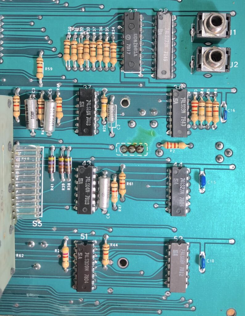 Instructor PCB, area underneath the numerical keyboard.